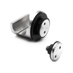 FHC Carmel Series Glass Mount Clamp with Surface and Flush Mount Cap - Polished Stainless