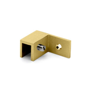 FHC Left Hand Wall Mount "Slip Fit" Glass Clamp - Satin Brass